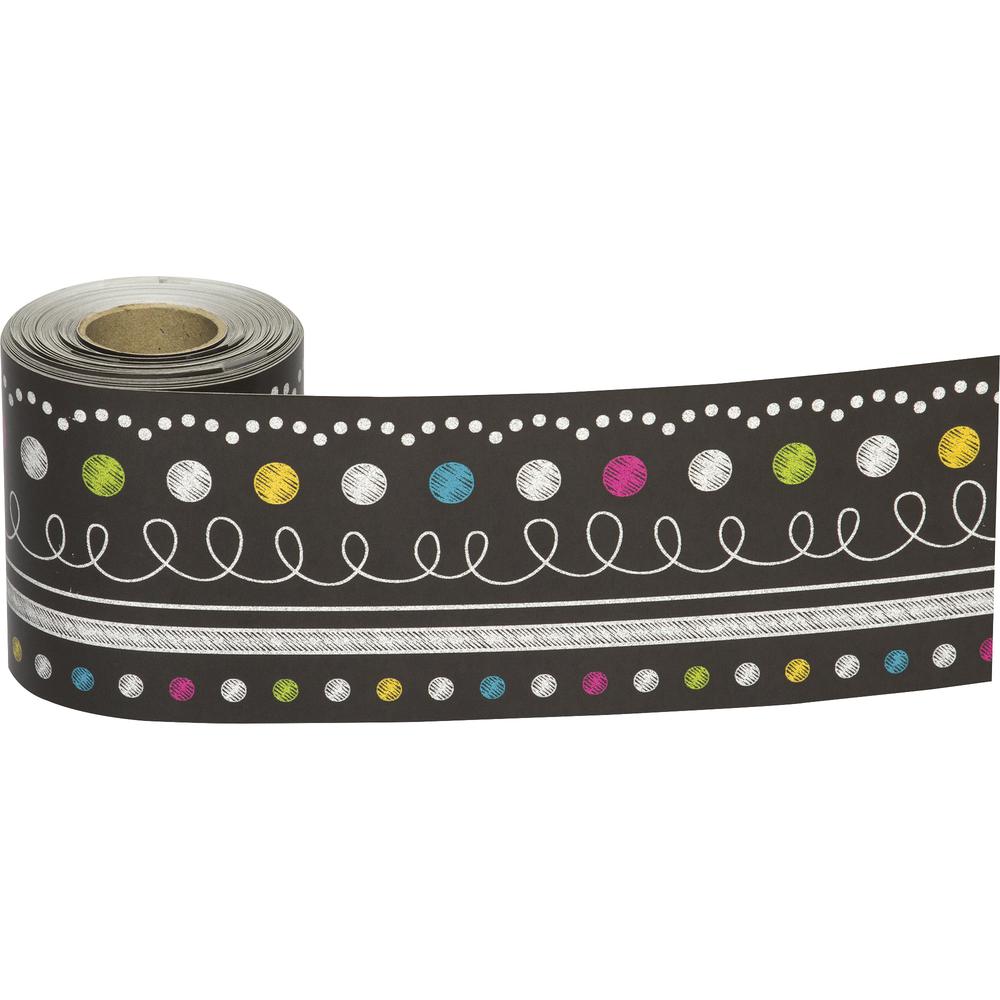 Teacher Created Resources Straight Rolled Border Trim - Chalkboard Brights - 3" Width x 600" Length - Multicolor - 1 / Roll. Picture 2