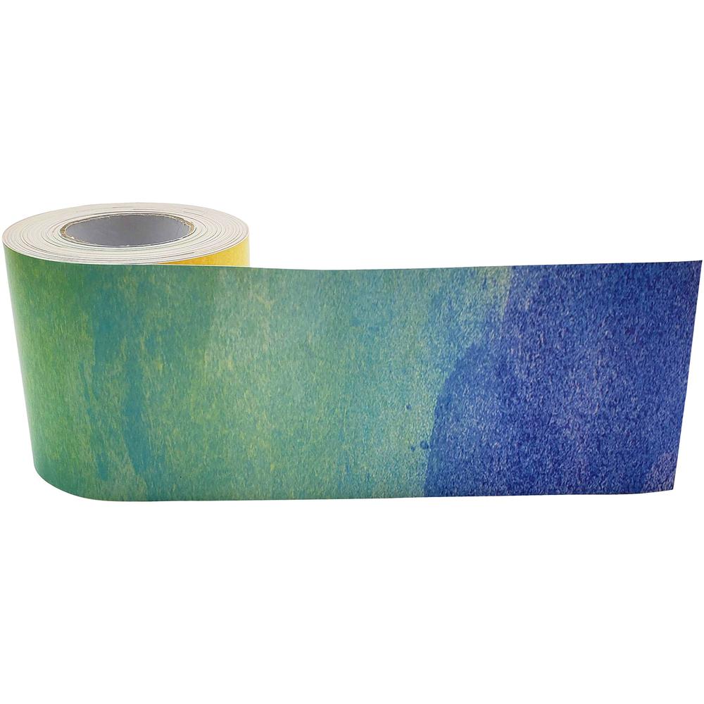 Teacher Created Resources Straight Rolled Border Trim - Watercolor - Sturdy, Durable - 3" Width x 600" Length - Multicolor - 1 / Roll. Picture 2