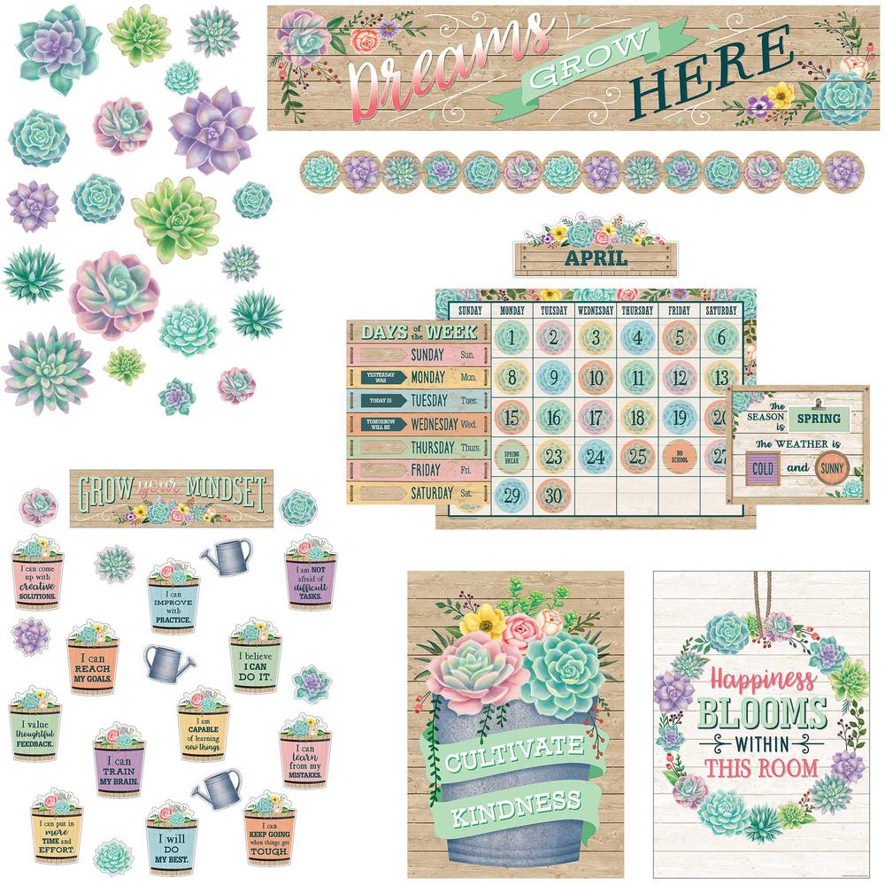 Teacher Created Resources Board Decorative Set - Rustic Bloom - Sturdy, Durable - 1.50" Height x 18" Width x 30.25" Length - Multicolor - 1 / Set. Picture 2