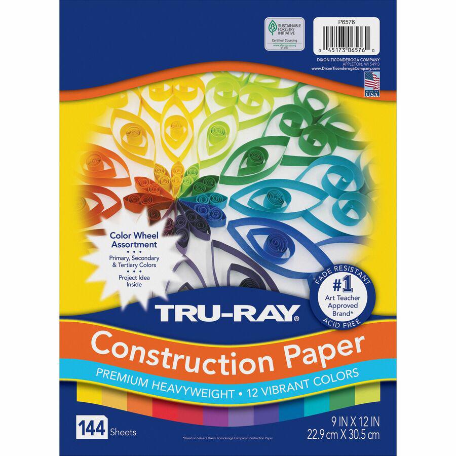 Tru-Ray Color Wheel Construction Paper - Project - 144 Piece(s) - 12"Height x 9"Width x 1"Length - 144 / Pack - Yellow, Gold, Orange, Festive Red, Holiday Red, Magenta, Violet, Purple, Blue, Turquoise. Picture 6