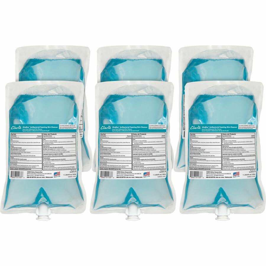 Betco Antibacterial Foaming Skin Cleanser - Foam - 1.06 quart - Clean Ocean - Applicable on Hand - Anti-bacterial - 6 / Carton. Picture 4