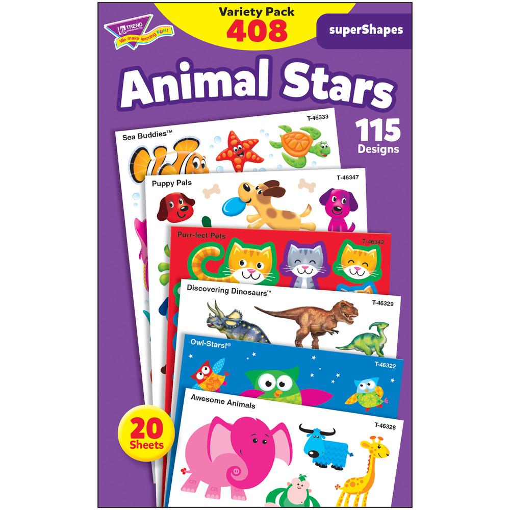 Trend Animal Fun Stickers Variety Pack - Fun, Animal Theme/Subject - Photo-safe, Non-toxic, Acid-free - 8" Height x 4.13" Width x 6.63" Length - Multicolor - 488 / Pack. Picture 2