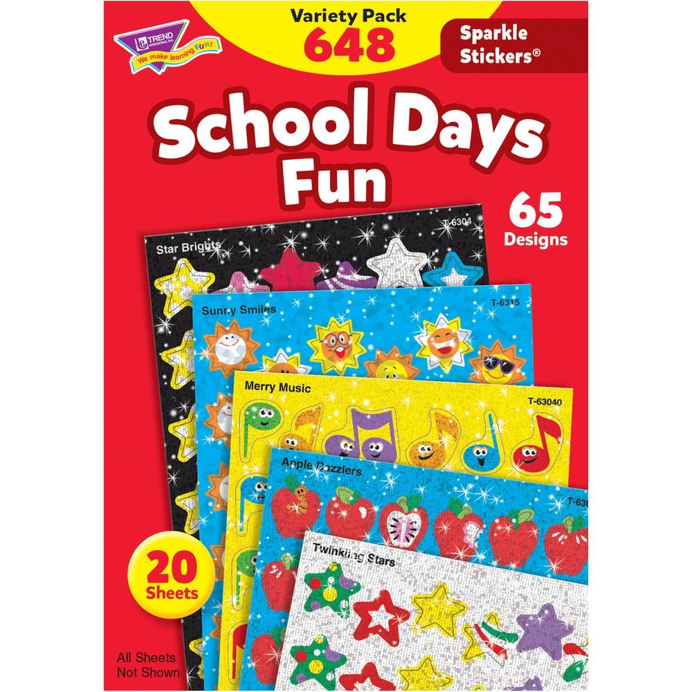 Trend Sparkle Stickers School Days Fun Stickers - Fun Theme/Subject - Apple Dazzlers, Twinkling Stars, Merry Music, Brilliant Birthday, Sunny Smile, Star Bright Shape - Acid-free, Non-toxic, Photo-saf. Picture 4