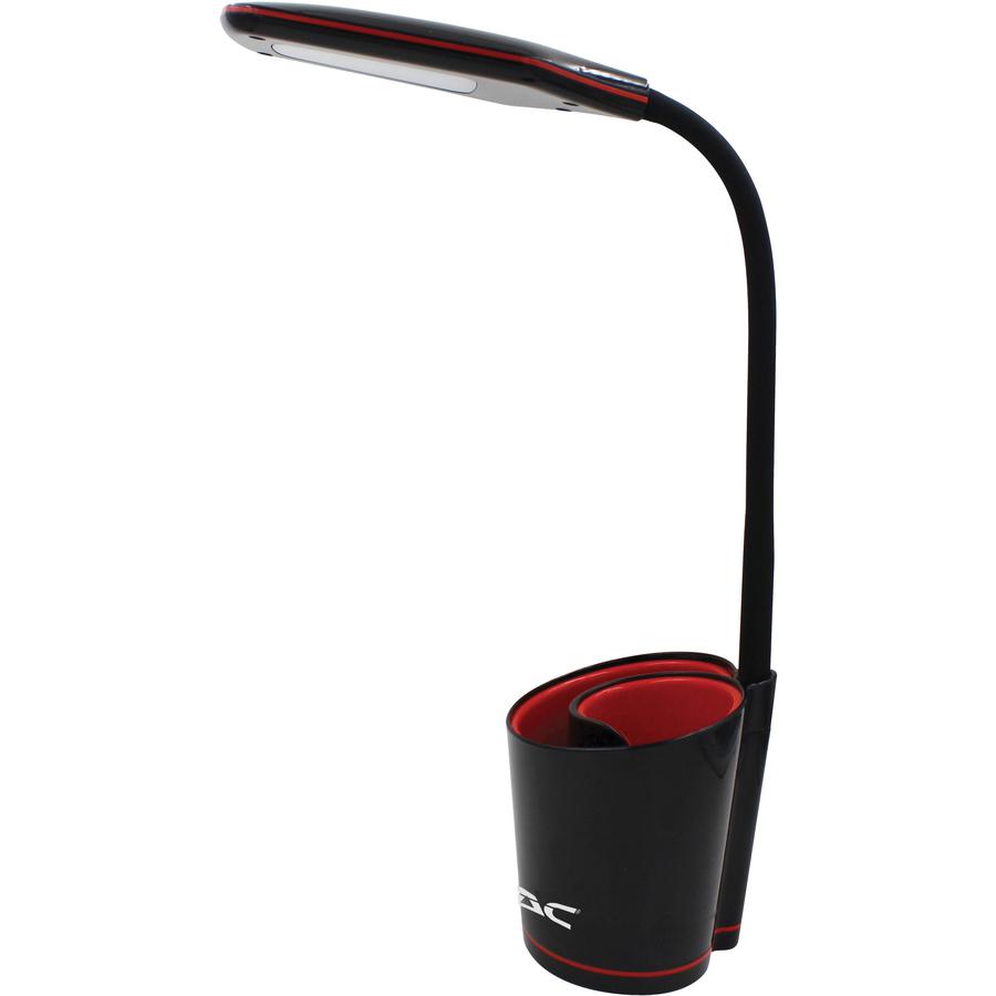 Data Accessories Company Desk Lamp - 16" Height - 5.50 W LED Bulb - Desk Mountable - Black, Red - for Office, Home, Dorm. Picture 3