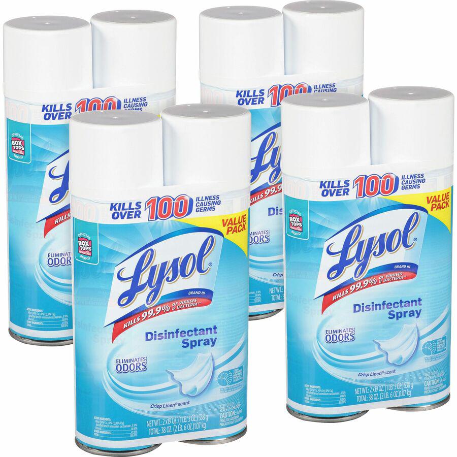 Lysol Linen Disinfectant Spray - Ready-To-Use Spray - 19 fl oz (0.6 quart) - Crisp Linen Scent - 8 / Carton - Clear. Picture 2