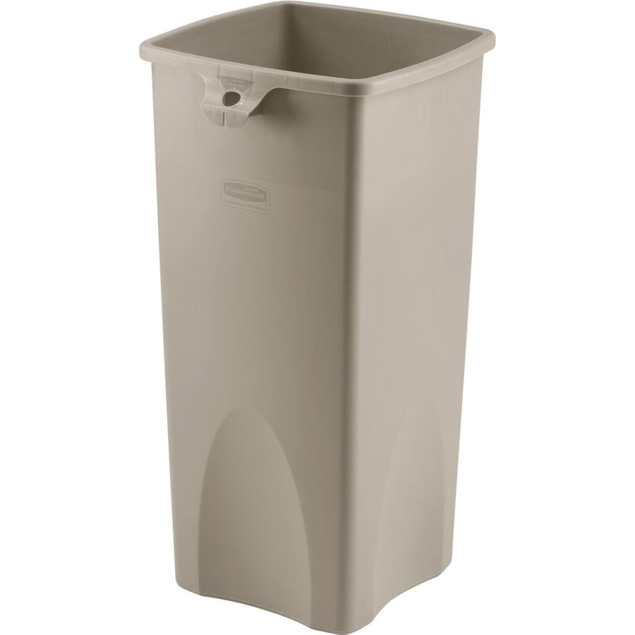 Rubbermaid Commercial Untouchable Square Container - 23 gal Capacity - Square - Durable, Crack Resistant - 32.9" Height x 16.5" Width x 15.5" Depth - Plastic - Beige - 3 / Carton. Picture 2
