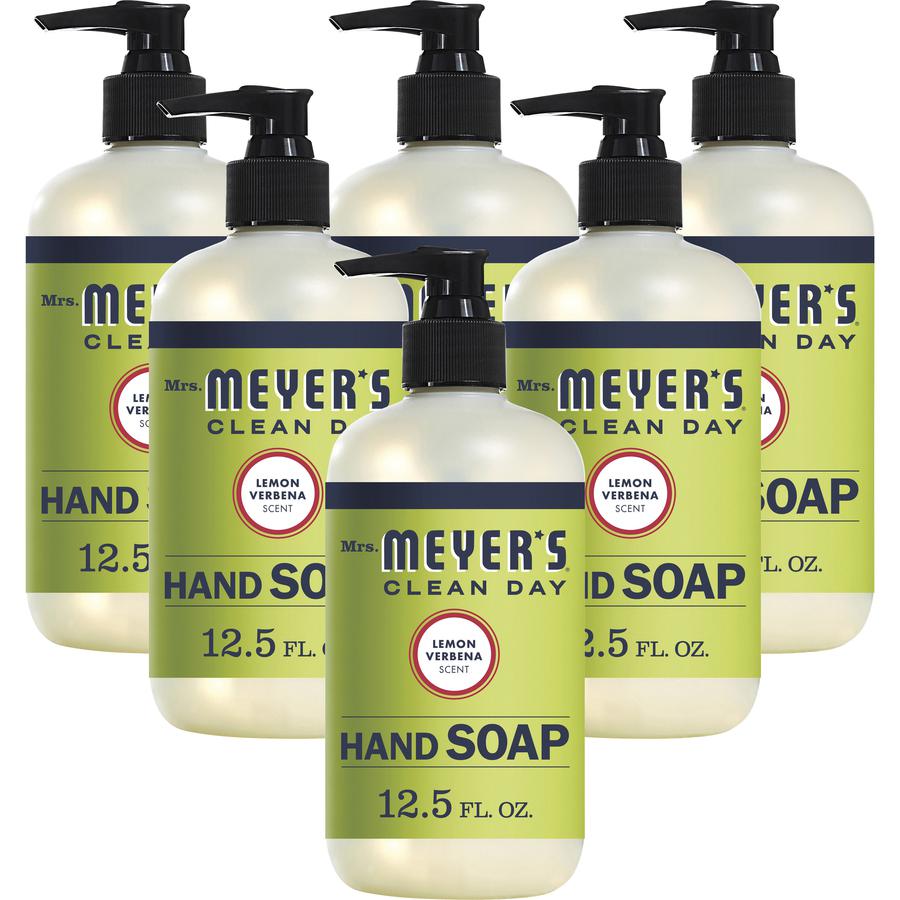 Mrs. Meyer's Hand Soap - Lemon Verbena ScentFor - 12.5 fl oz (369.7 mL) - Dirt Remover, Grime Remover - Hand - Moisturizing - Multicolor - Paraben-free, Phthalate-free, Cruelty-free - 6 / Carton. Picture 2