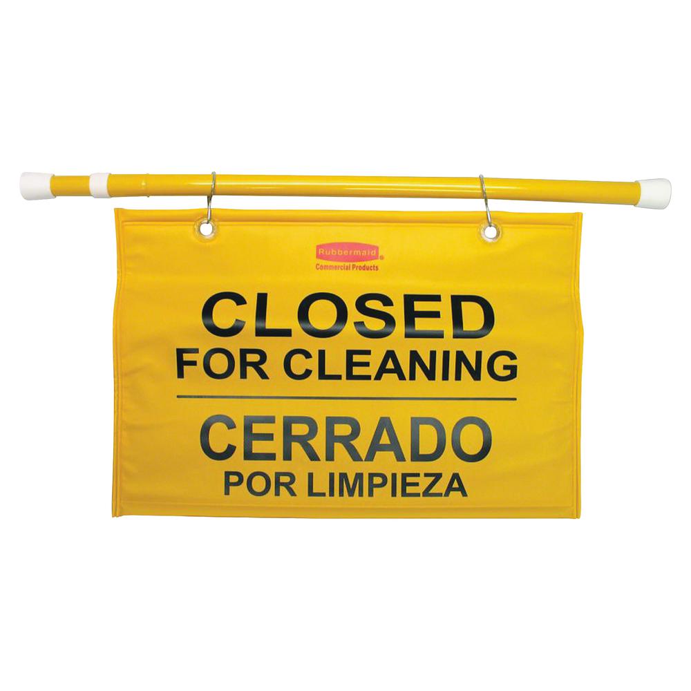 Rubbermaid Commercial Closed/Cleaning Safety Sign - 6 / Carton - Closed for Cleaning Print/Message - 50" Width x 13" Height - Durable - Yellow. Picture 2