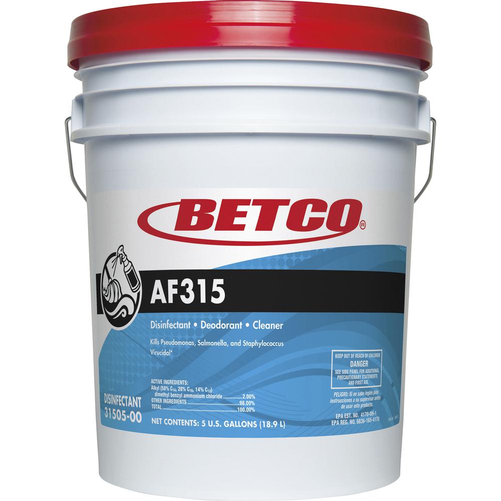 Betco AF315 Disinfectant Cleaner - 640 fl oz (20 quart) - Citrus Floral Scent - 1 / Carton - Turquoise. Picture 2