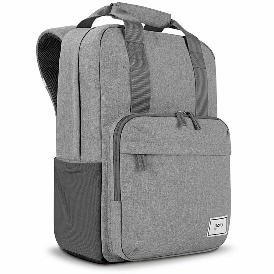 Solo Re:claim Carrying Case (Backpack) for 15.6" Notebook - Gray - Bump Resistant, Damage Resistant - Mesh Pocket - Shoulder Strap, Luggage Strap, Handle - 16.5" Height x 12.3" Width x 6.8" Depth - 1 . Picture 4