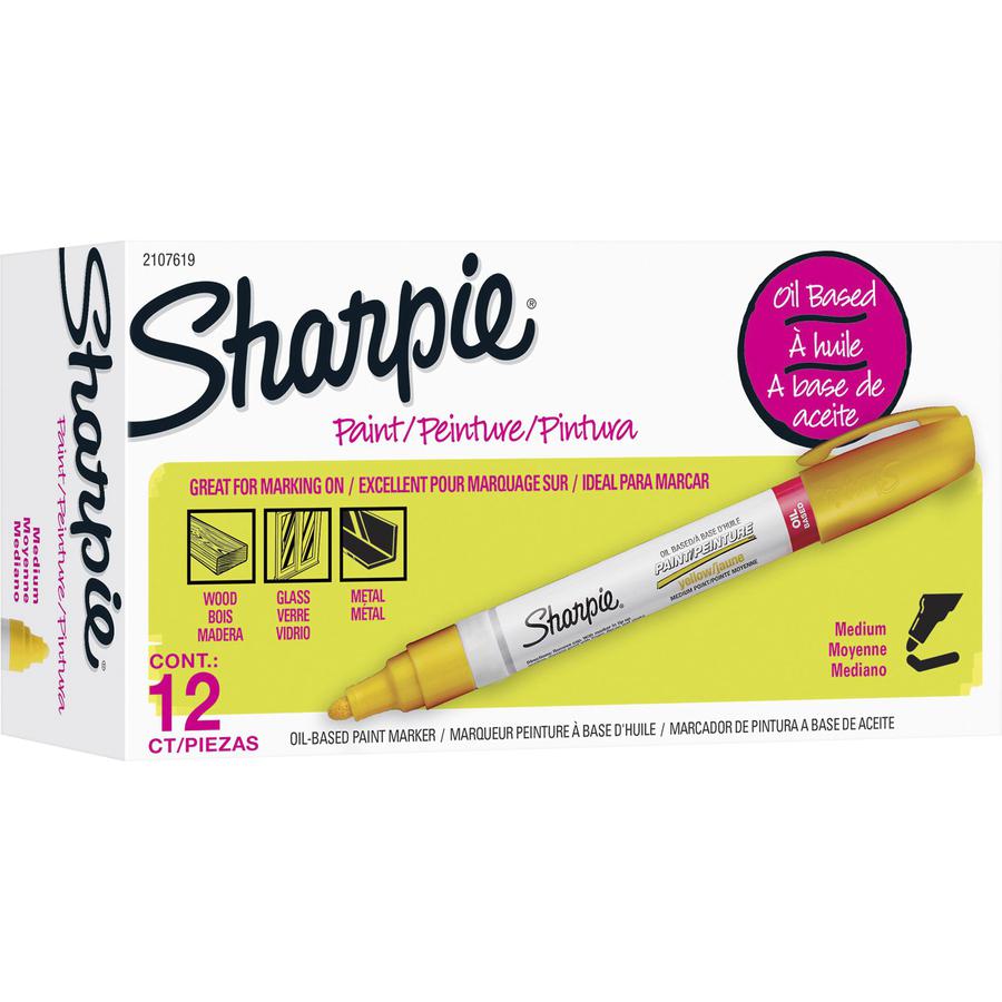 Sharpie Oil-based Paint Markers - Medium Marker Point - Yellow Oil Based Ink - 12 / Dozen. Picture 2