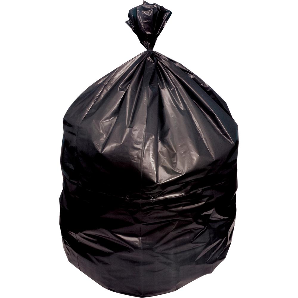 Genuine Joe Strong Economical Trash Bags - 56 gal Capacity - 43" Width x 48" Length - 0.87 mil (22 Micron) Thickness - Black - Resin - 150/Carton - Waste Disposal. Picture 2