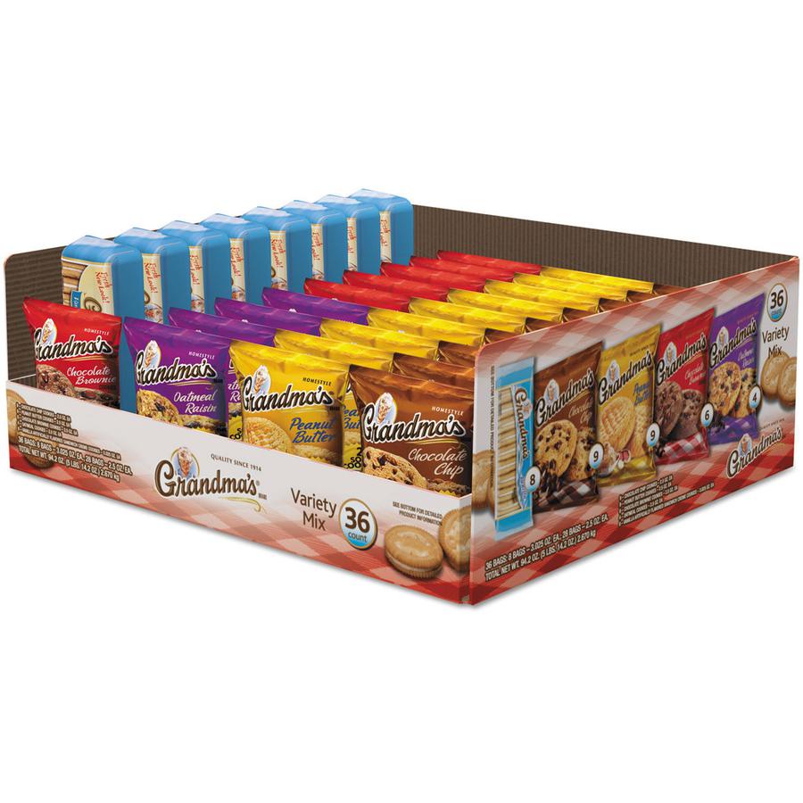 Frito-Lay Cookie - Individually Wrapped - Chocolate Chip, Peanut Butter, Oatmeal Raison, Vanilla Creme, Chocolate Brownie - 2.50 oz - 36 / Carton. Picture 2