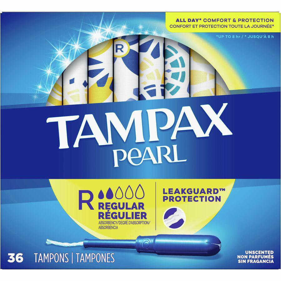 Tampax Pearl Regular Tampons - Plastic Applicator - 36 / Box - Comfortable, Anti-leak, Unscented. Picture 2