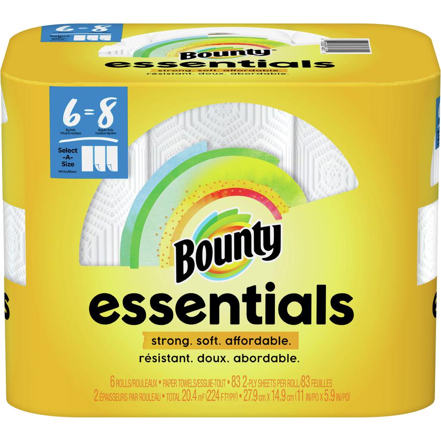 Bounty Essentials Select-A-Size Paper Towels - 6 Big Rolls = 8 Regular - 2 Ply - 83 Sheets/Roll - Paper - 6 Per Pack - 1 / Pack. Picture 7