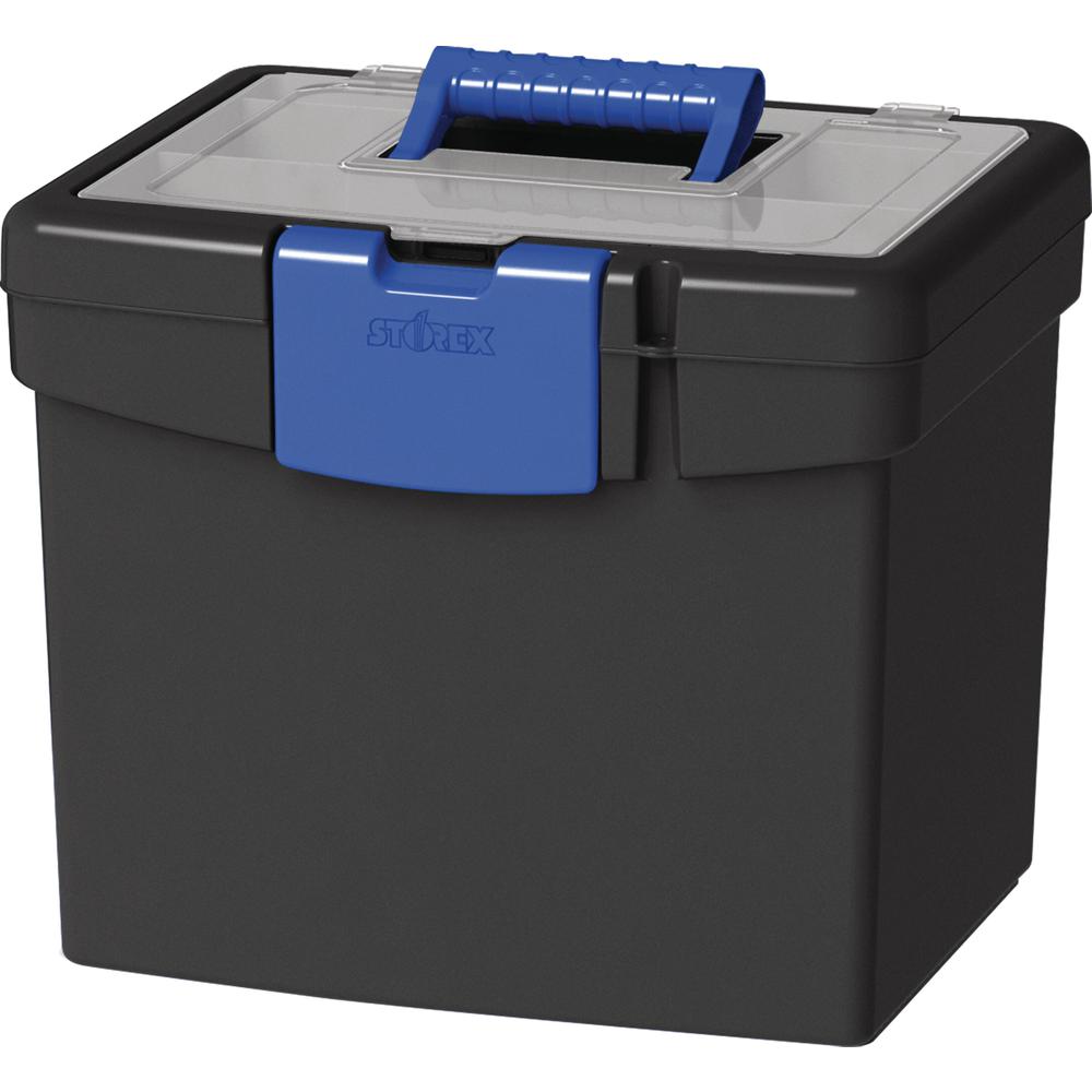 Storex File Storage Box with XL Storage Lid - External Dimensions: 10.9" Length x 13.3" Width x 11" Height - 30 lb - Media Size Supported: Letter 8.50" x 11" - Clamping Latch Closure - Plastic - Black. Picture 2