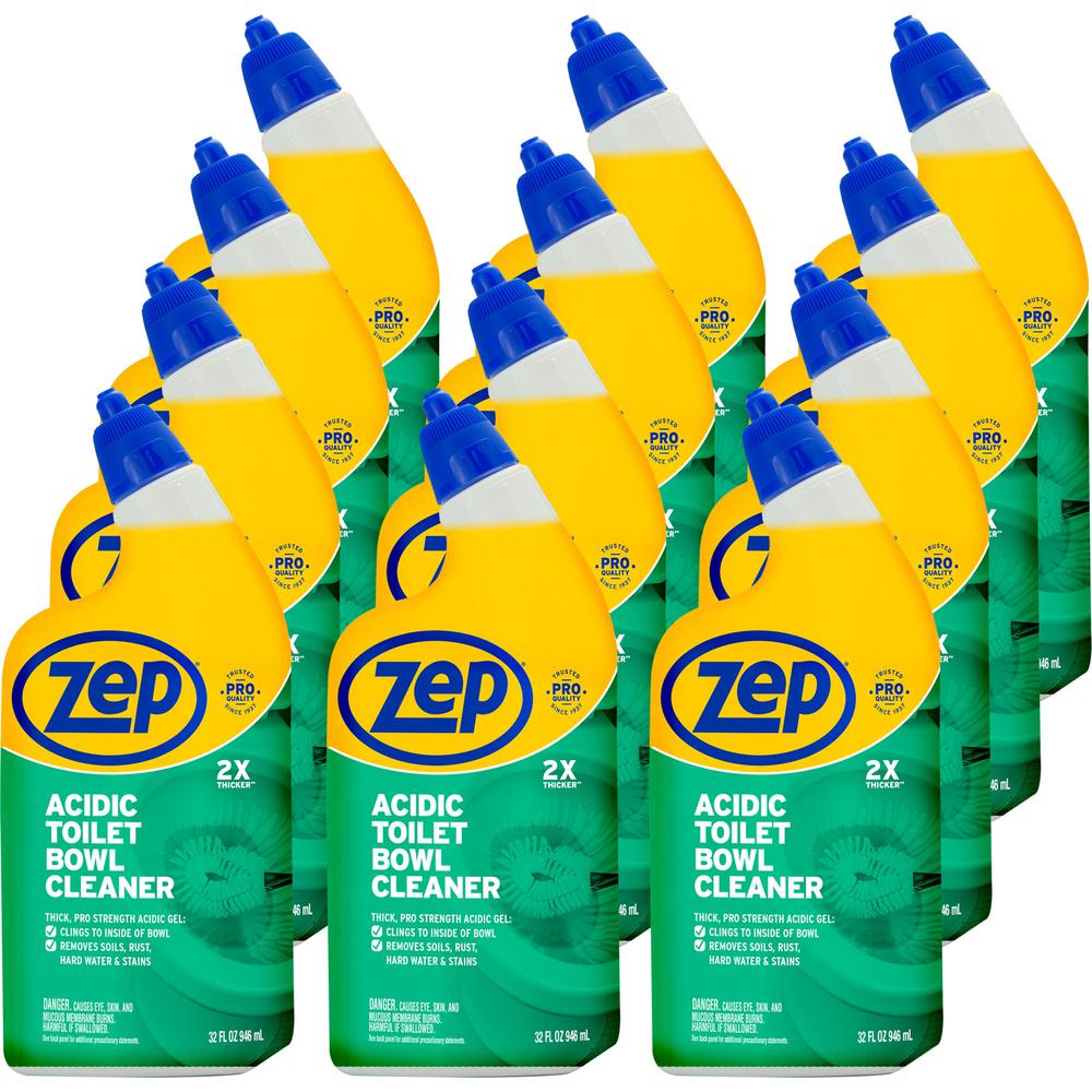Zep Acidic Toilet Bowl Cleaner - Gel - 32 fl oz (1 quart) - Wintergreen Scent - 12 / Carton - White. Picture 3