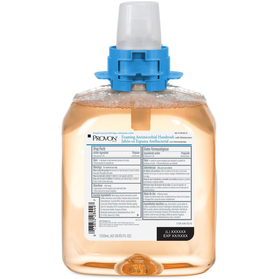 Provon FMX-12 Foaming Antimicrobial Handwash - Light Fruity Scent - 42.3 fl oz (1250 mL) - Kill Germs, Bacteria Remover - Hand - Amber - Rich Lather - 1 Each. Picture 2