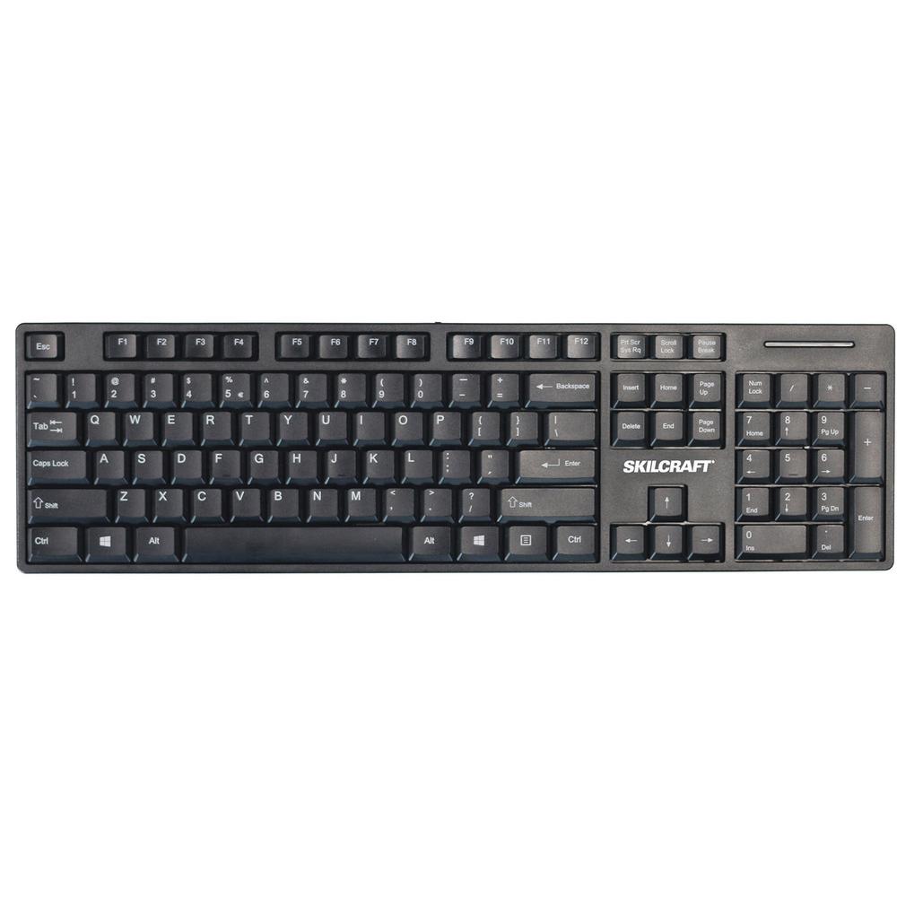 SKILCRAFT USB Wired Keyboard - Cable Connectivity - USB Interface - 104 Key - English, French - Notebook - PC, Windows, Mac OS - Black - TAA Compliant. Picture 2