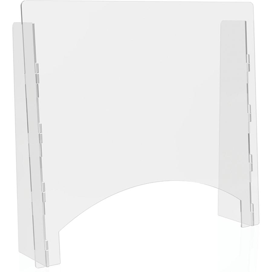 Deflecto Countertop Safety Barrier with Pass Through - 27" Width x 23.8" Height x 6" Length - 2 / Carton - Clear - Acrylic. Picture 3