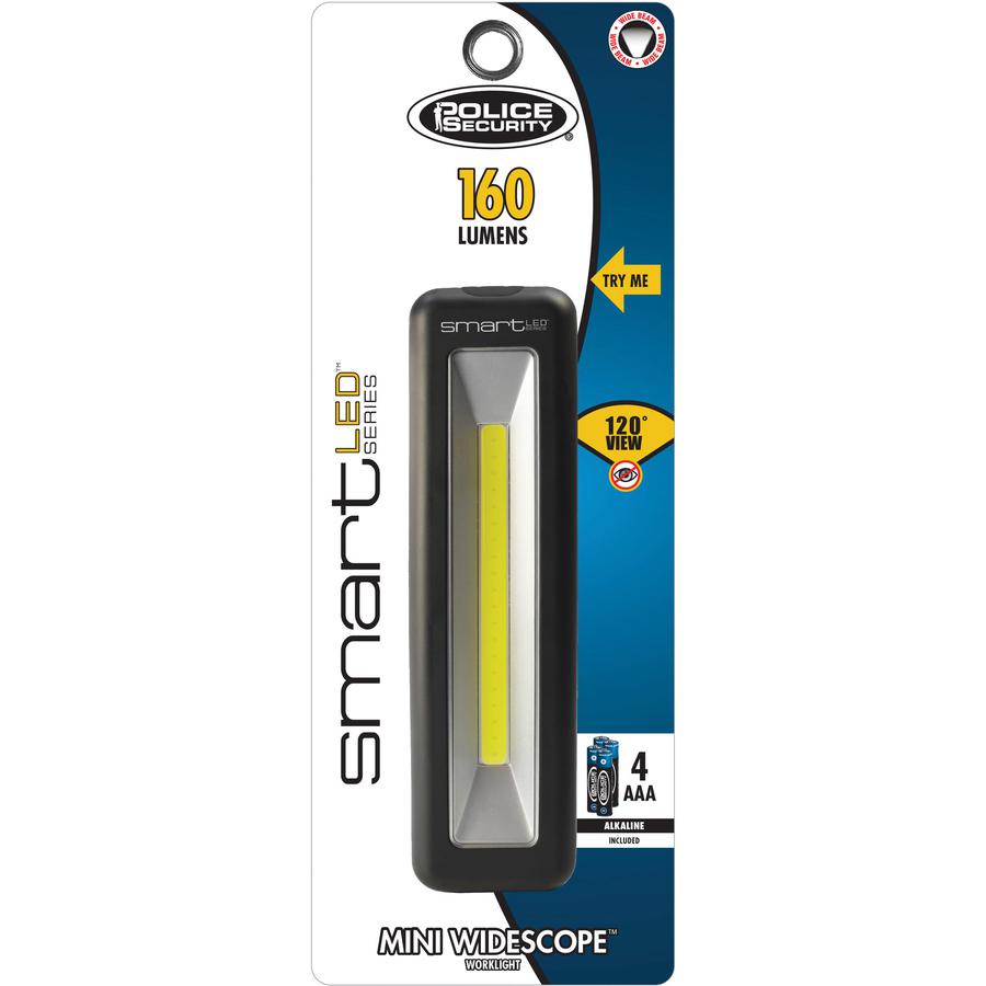 Police Security Mini Widescope Work Light - LED - 4 x AAA - Battery - Slip Resistant, Water Resistant - Black - 1 Each. Picture 2