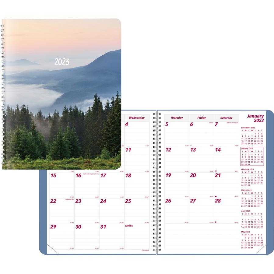 Brownline Mountain Monthly 2023 Planner - Monthly - 14 Month - December 2023 - January 2025 - Twin Wire - Nature's Hues - 11" Height x 8.5" Width - Ruled Daily Block, Reminder Section, Notes Area, Six. Picture 10