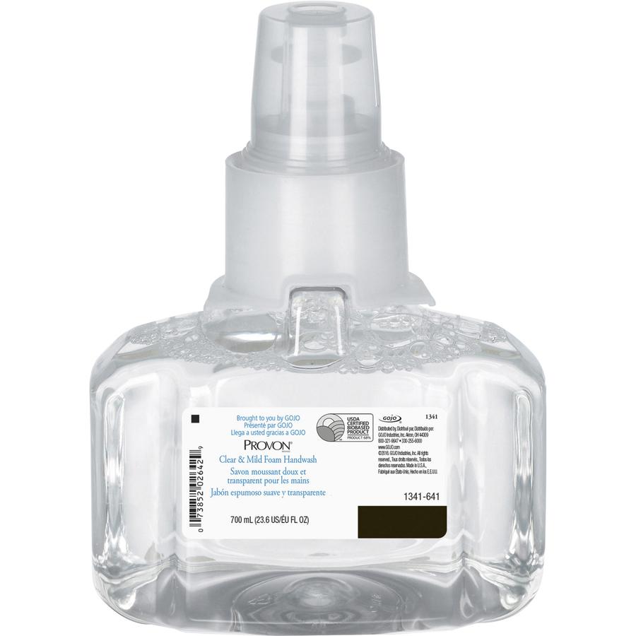 Provon LTX-7 Clear & Mild Foam Handwash Refill - Fragrance-free ScentFor - 23.7 fl oz (700 mL) - Pump Bottle Dispenser - Kill Germs - Hand - Moisturizing - Clear - Rich Lather, Dye-free, Bio-based, Fr. Picture 7