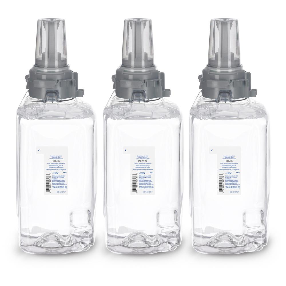Provon ADX-12 Clear & Mild Foam Handwash - Fragrance-free ScentFor - 42.3 fl oz (1250 mL) - Pump Bottle Dispenser - Kill Germs - Hand - Moisturizing - Clear - Rich Lather, Dye-free, Bio-based - 1 Each. Picture 3