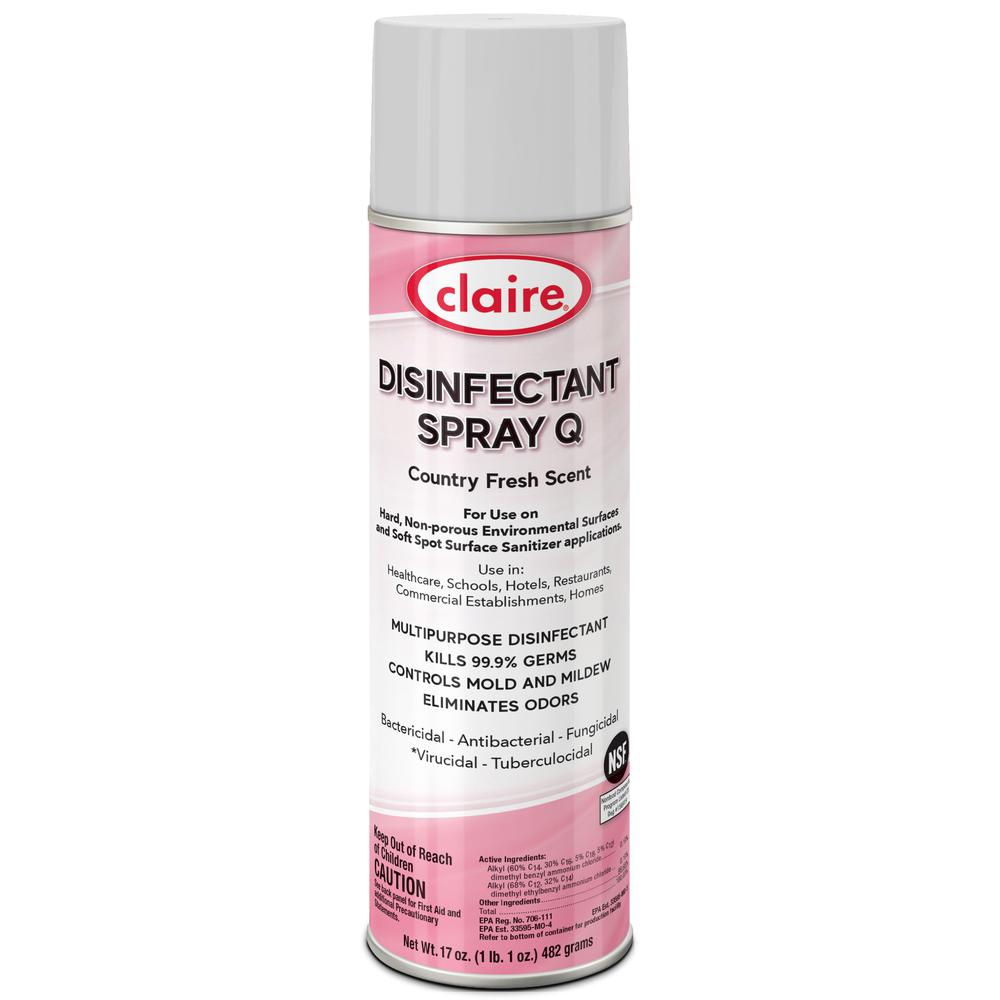 Claire Multipurpose Disinfectant Spray - Ready-To-Use - 17 fl oz (0.5 quart) - Country Fresh Scent - 12 / Carton - Antibacterial, Non-porous - Pink. Picture 2