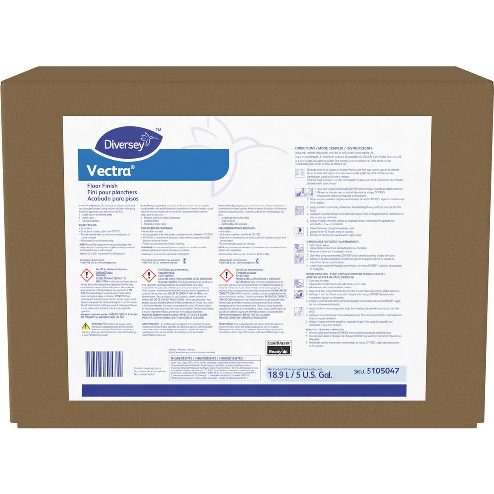 Diversey Vectra Floor Finish - Ready-To-Use Liquid - 640 fl oz (20 quart) - Ammonia Scent - 1 Each - Off White. Picture 2
