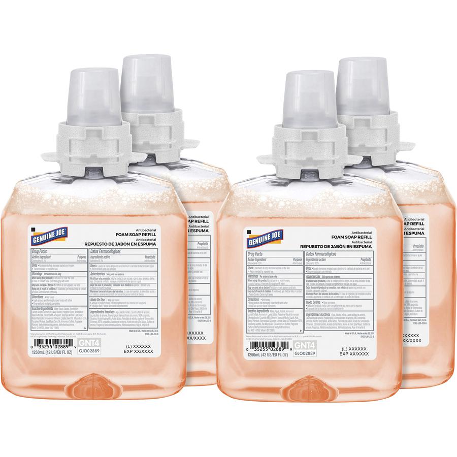 Genuine Joe Antibacterial Foam Soap Refill - Orange Blossom ScentFor - 42.3 fl oz (1250 mL) - Bacteria Remover - Hand, Skin - Antibacterial - Orange - 4 / Carton. Picture 3