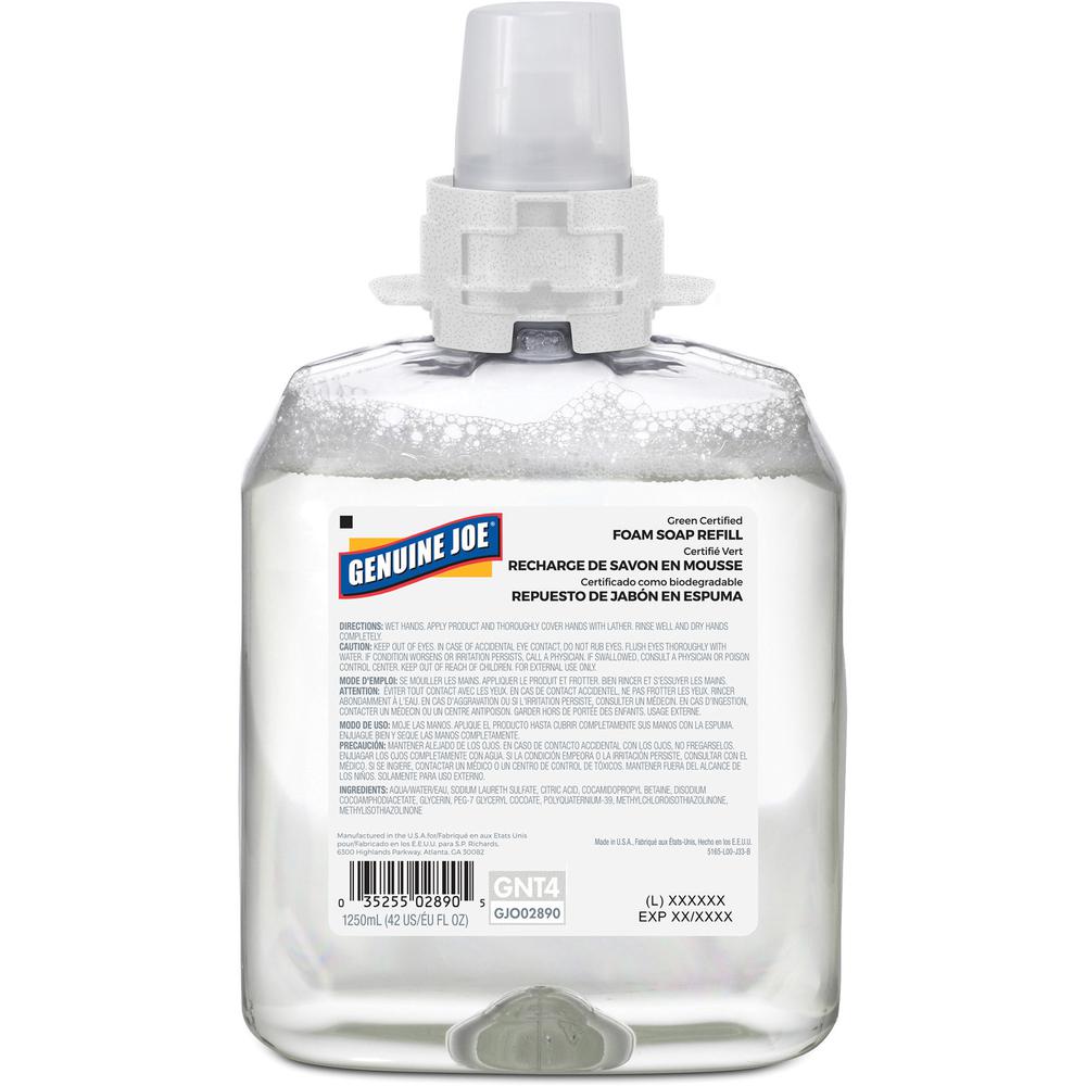 Genuine Joe Green Certified Soap Refill - Fragrance-free ScentFor - 42.3 fl oz (1250 mL) - Hand, Skin - Clear - 1 Each. Picture 2