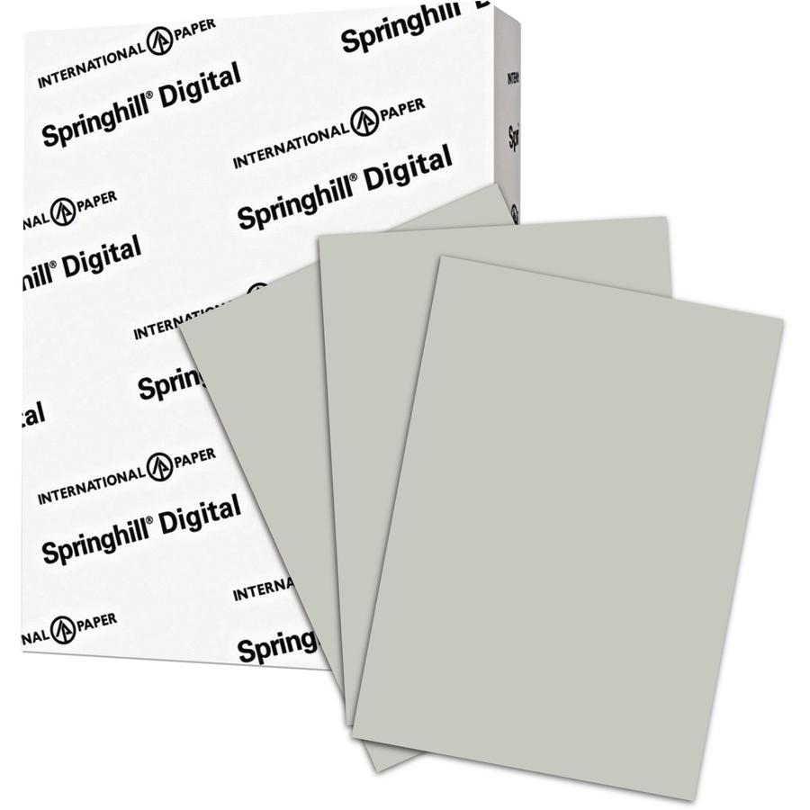 Springhill Multipurpose Cardstock - Gray - 92 Brightness - Letter - 8 1/2" x 11" - 110 lb Basis Weight - Smooth, Vellum - 250 / Pack - Gray. Picture 2