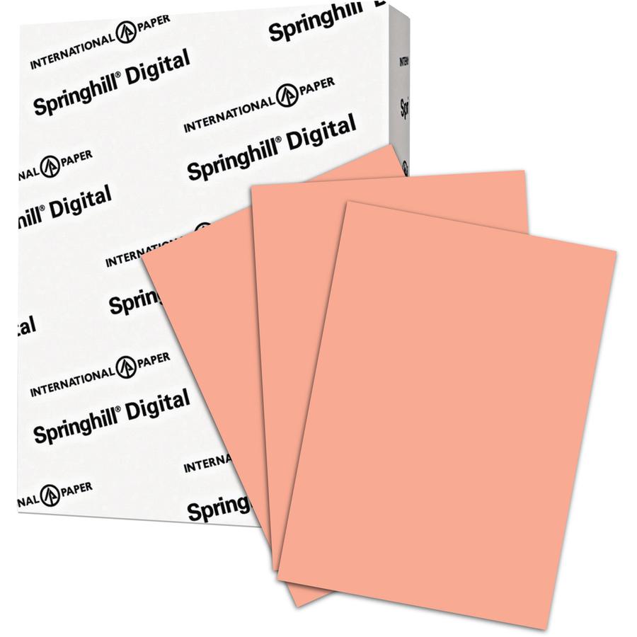 Springhill Multipurpose Cardstock - Salmon - 92 Brightness - Letter - 8 1/2" x 11" - 110 lb Basis Weight - Smooth - 250 / Pack - Salmon. Picture 2