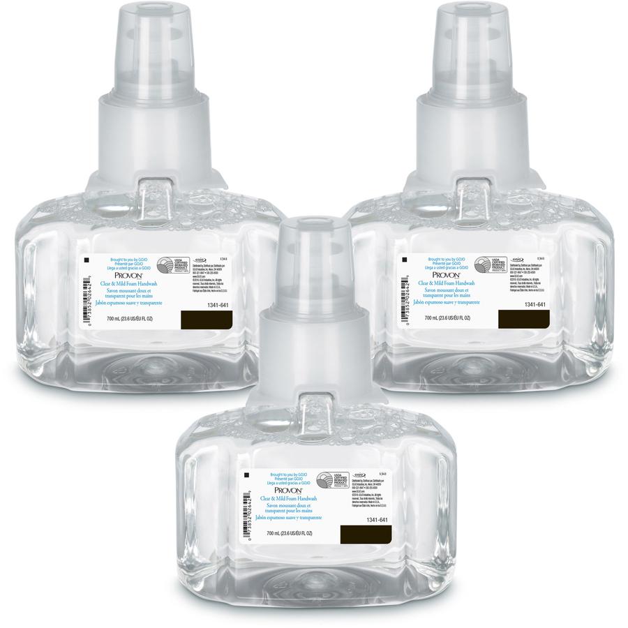Provon LTX-7 Clear & Mild Foam Handwash Refill - Fragrance-free ScentFor - 23.7 fl oz (700 mL) - Pump Bottle Dispenser - Kill Germs - Hand - Moisturizing - Clear - Rich Lather, Dye-free, Bio-based - 3. Picture 7