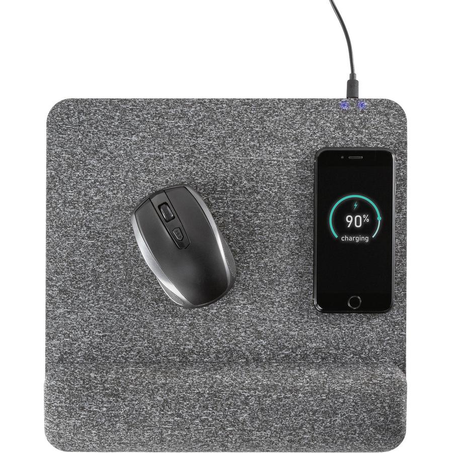 Allsop PowerTrack Plush Wireless Charging Mousepad - (32304) - 1.85" x 11.60" Dimension - Gray - Memory Foam - 1 Pack Retail. Picture 3