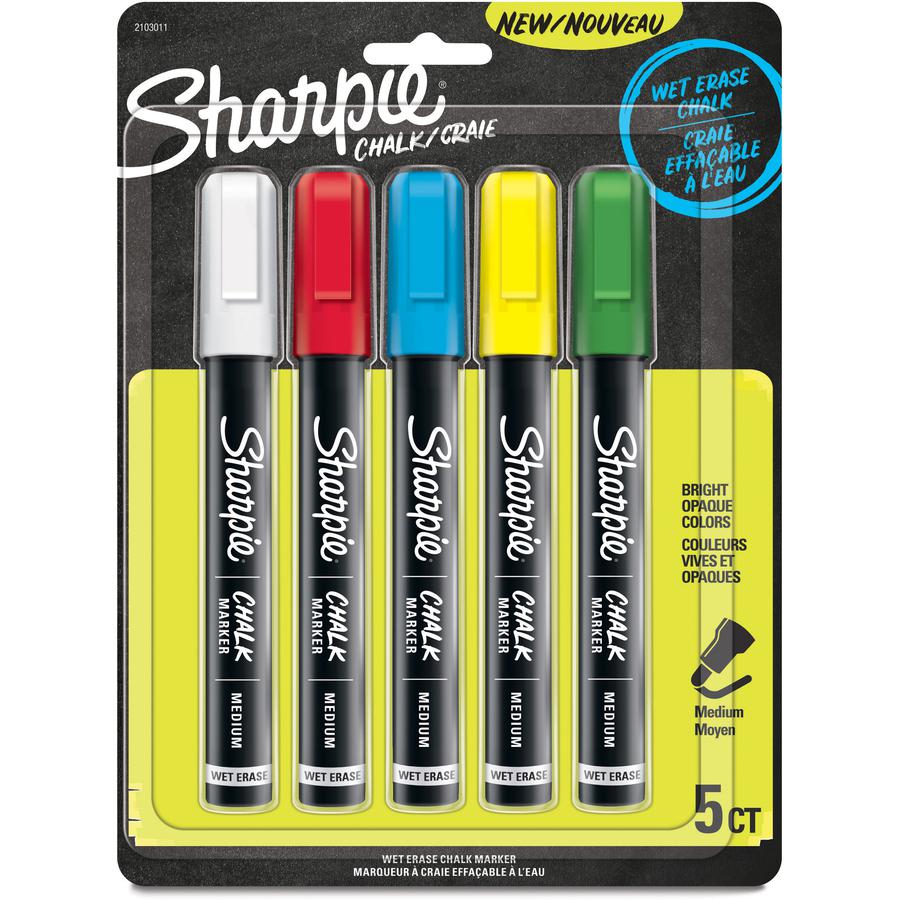 Sharpie Wet Erase Chalk Markers - Medium Marker Point - Blue, Yellow, White, Red, Green - 1 Pack. Picture 6