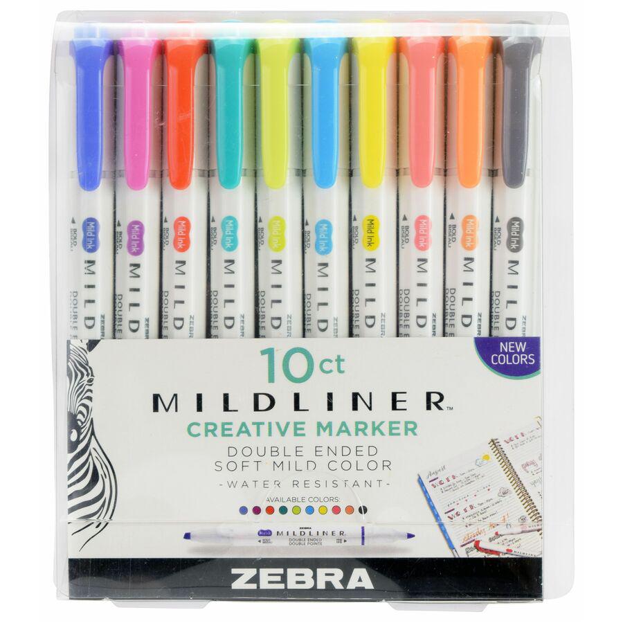 Zebra Pen Mildliner Double-ended Assorted Highlighter Set 10PK - Fine, Bold Marker Point - Bullet, Chisel Marker Point Style - Mild Lavender, Mild Spring Green, Mild Citrus Green, Mild Marigold, Mild . Picture 2