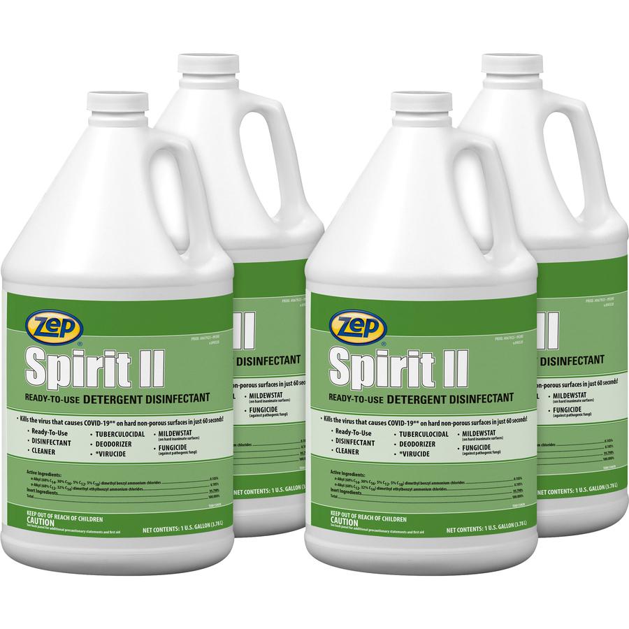 Zep Spirit II Detergent Disinfectant - Ready-To-Use Liquid - 128 fl oz (4 quart) - Bottle - 4 / Carton - Multi. Picture 2