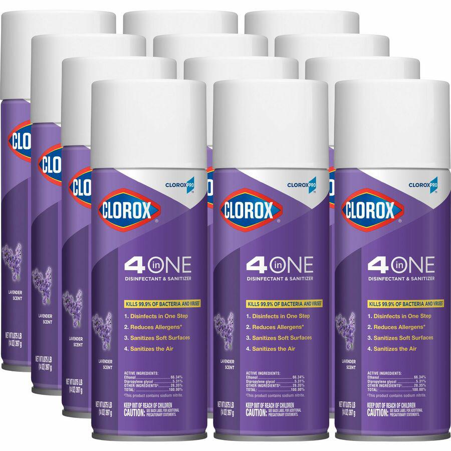 CloroxPro&trade; 4 in One Disinfectant & Sanitizer - Ready-To-Use Spray - 14 fl oz (0.4 quart) - Lavender Scent - 12 / Carton - Purple. Picture 6