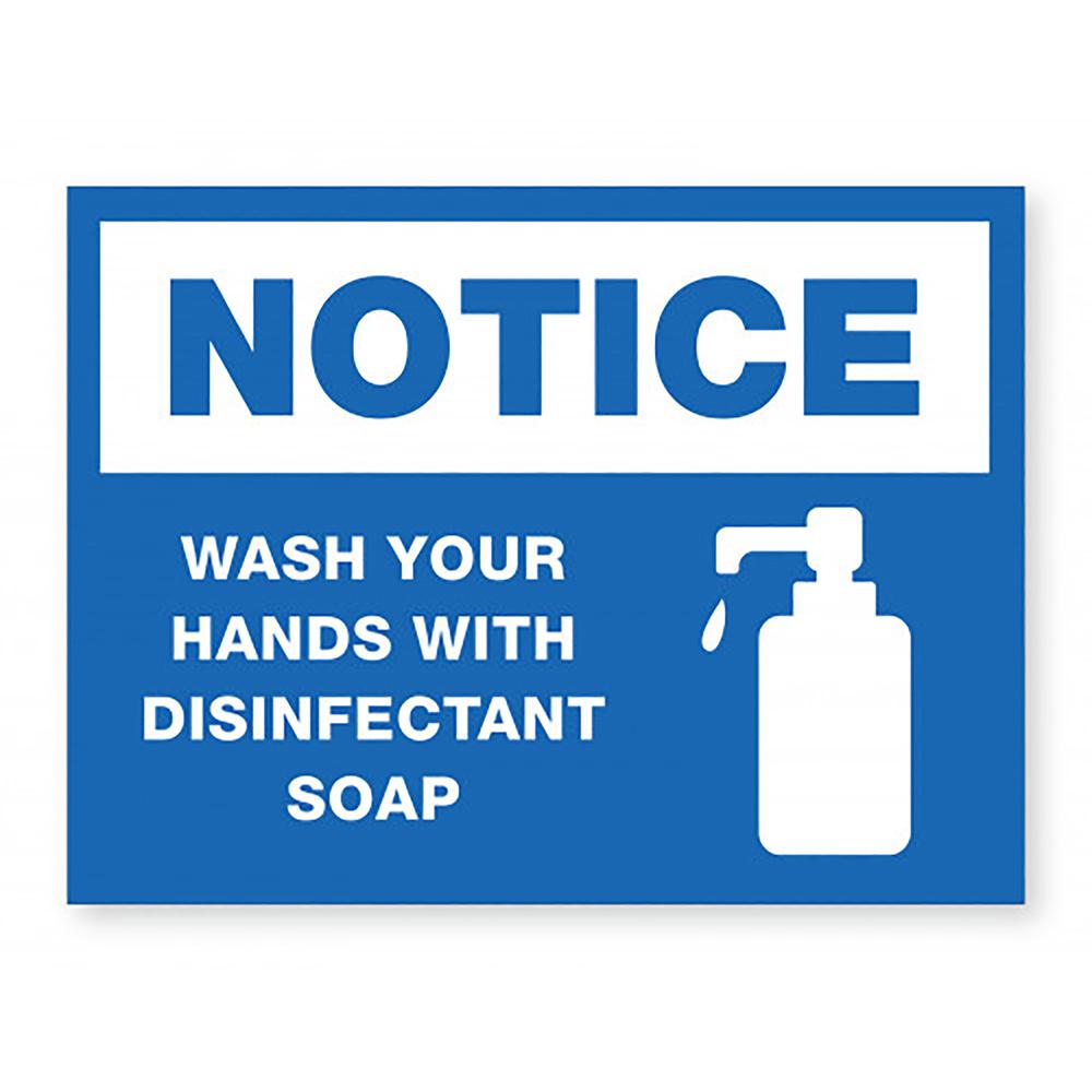 Lorell NOTICE Wash Hands With Disinfect Soap Sign - 1 Each - NOTICE Wash Hands Print/Message - 8" Width - Rectangular Shape - White Print/Message Color - Easy to Clean, Easy Installation - Acrylic - B. Picture 2