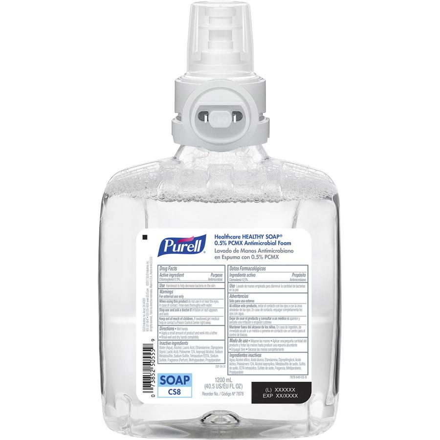 PURELL&reg; CS8 HEALTHY SOAP&trade; 0.5% PCMX Antimicrobial Foam - Floral ScentFor - 40.6 fl oz (1200.1 mL) - Hand, Skin - Clear - Anti-irritant - 2 / Carton. Picture 3