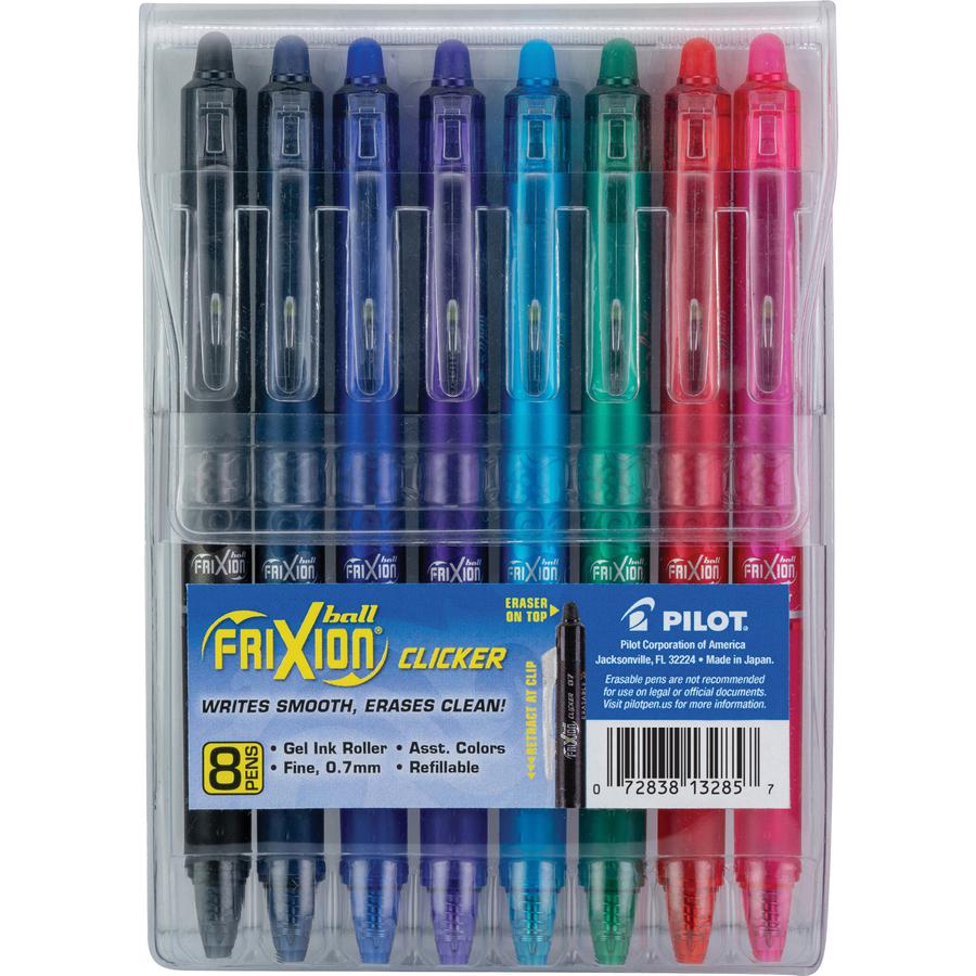FriXion Erasable Gel Pen - Fine Pen Point - 0.7 mm Pen Point Size - Retractable - Pink, Red, Green, Turquoise, Blue, Purple, Navy, Black Water Based, Gel-based Ink - Translucent Barrel - 8 / Pack. Picture 3