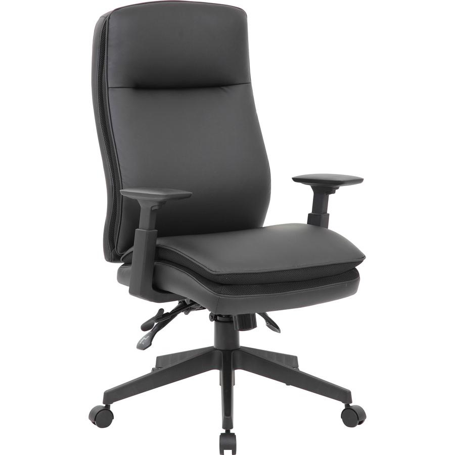 Lorell Premium Vinyl High-back Executive Chair - Black Seat - Black Back - Black Frame - High Back - 5-star Base - Black - Vinyl - Armrest - 1 Each. Picture 2
