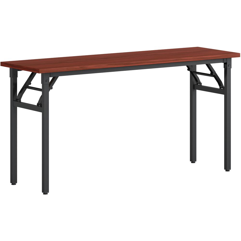 Lorell Folding Training Table - Melamine Top - 60" Table Top Width x 18" Table Top Depth x 1" Table Top Thickness - 30" HeightAssembly Required - Mahogany - Particleboard Top Material - 1 Each. Picture 3