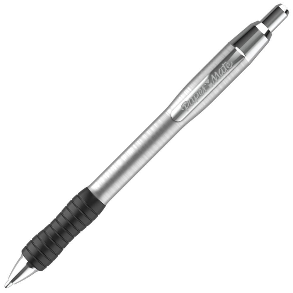 Paper Mate Profile Ballpoint Pen - 1 mm Pen Point Size - Retractable - Black - Stainless Steel Barrel - 1 Dozen. Picture 2