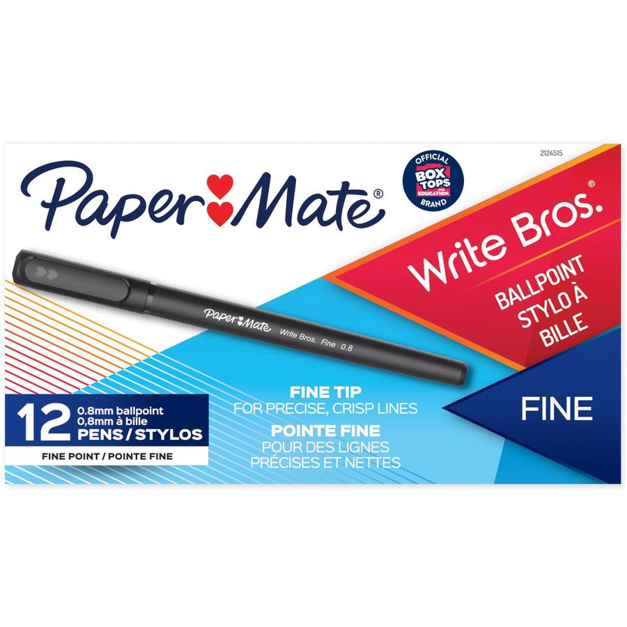 Paper Mate Write Bros. 0.8mm Ballpoint Pen - Fine Pen Point - 0.8 mm Pen Point Size - Black - 1 Dozen. Picture 2