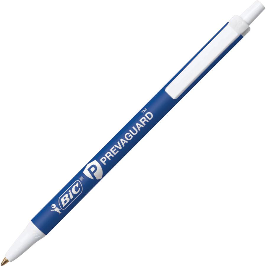 BIC PrevaGuard Clic Stic Antimicrobial Ballpoint Pen - Medium Pen Point - 1 mm Pen Point Size - Retractable - Blue - Blue Barrel - 1 Dozen. Picture 2