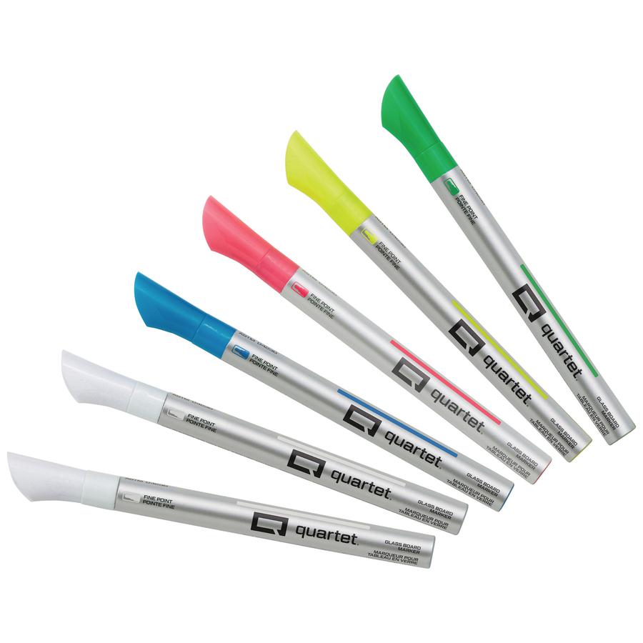 Quartet Glass Board Fine Tip Neon Markers - Fine Marker Point - Assorted Neon Liquid Ink - 6 / Pack. Picture 2