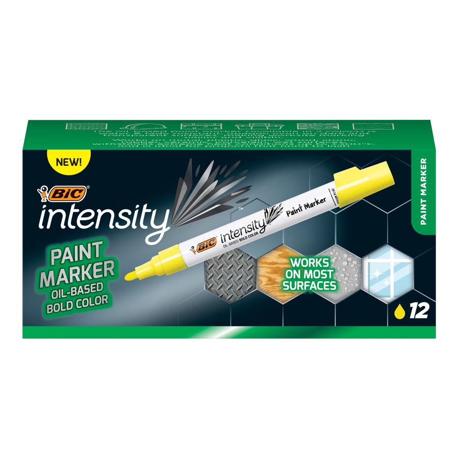 BIC Intensity Paint Marker - Bullet Marker Point Style - Yellow Oil Based Ink - 12 Pack. Picture 2